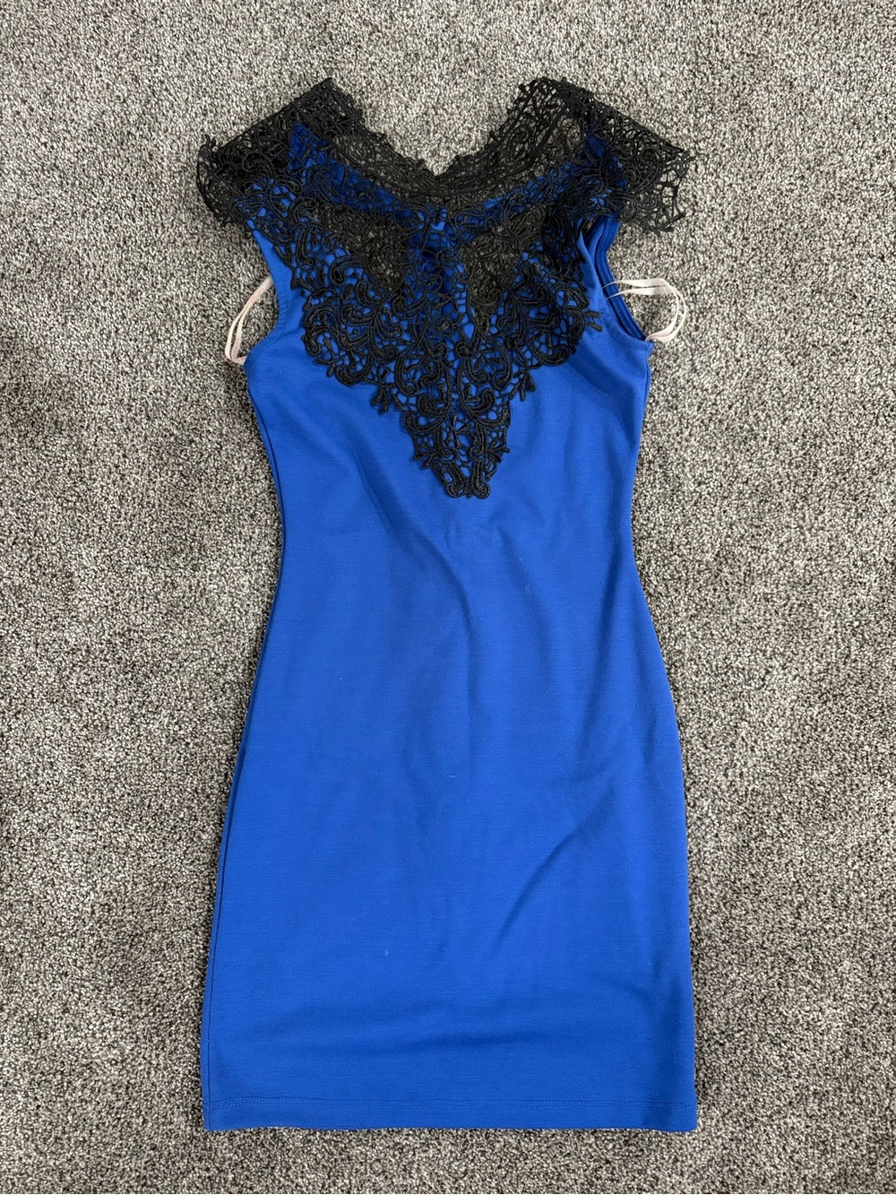 Love Culture Royal Blue Mini Dress with Black Lace Yoke